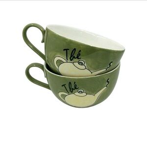 Canhome Global Hand Painted Teapot Tea Cups, Set of 2 Mugs